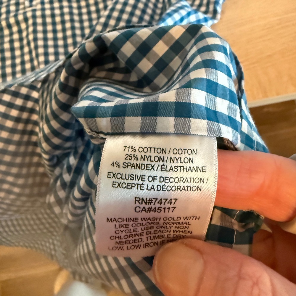 RedHead Mens Blue Gingham Short Sleeve Button Down Shirt Stretch 3XL 3TG - Picture 7 of 8